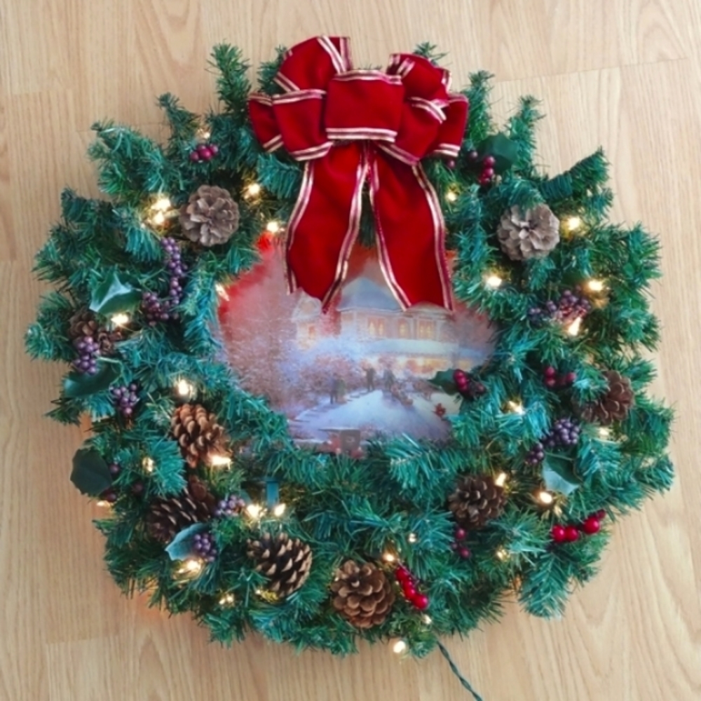 Bradford Exchange Thomas Kinkade Season of Joy Illuminated Wreath